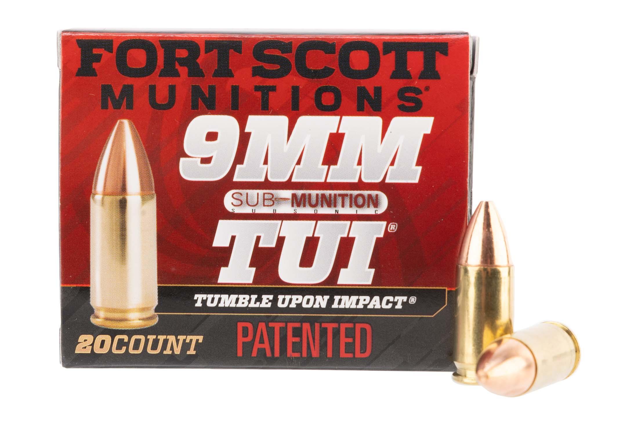 Fort Scott Munitions 9MM125SCVSS Tumble Upon Impact (TUI) 9mmLuger Subsonic 125gr Solid Copper Spun 20 Per Box/25 Case Centerfire, Handgun Ammunition